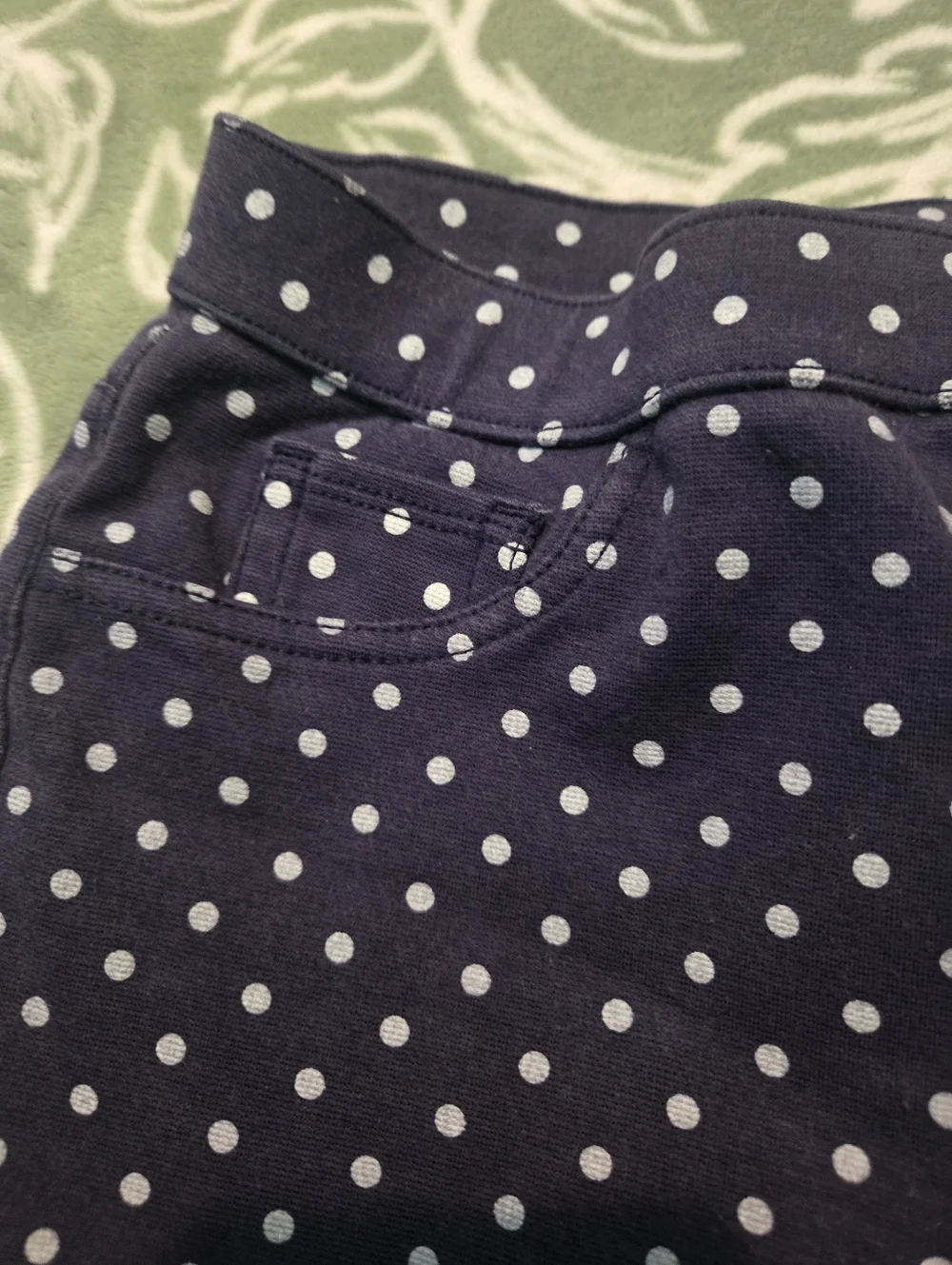 Gymboree Girls Size 10 Navy Blue White Polka Dot Slim Fit Jeggings Stretch Pants - Picture 5 of 6
